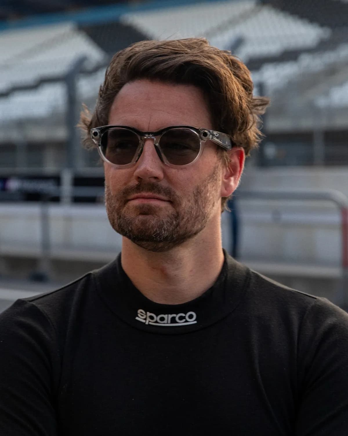 Alex Reinholdsson in race kit and sunglasses in the pit lane at TT Circuit Assen